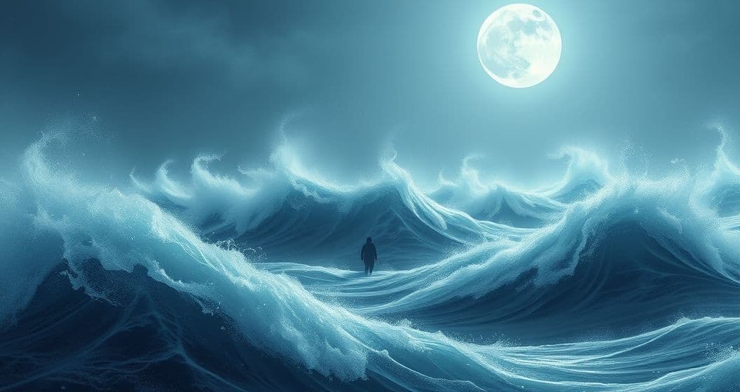 Featured image for Moonlit Waves: Decoding Dreams of Wandering Through Flickering Big Waves