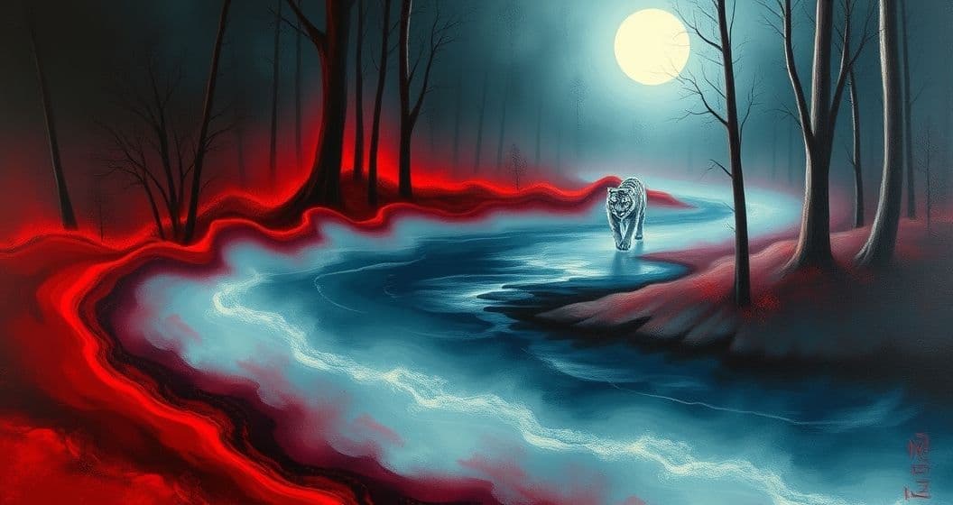 Featured image for The Tiger and the Blood Moon: Decoding Dreams of Wandering in Moonlit Blood